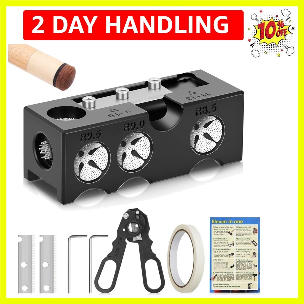Billiards Pool Cue Tip Shaper, Pool Cue Tips Replacement Kit, Pool Cue Shaper...