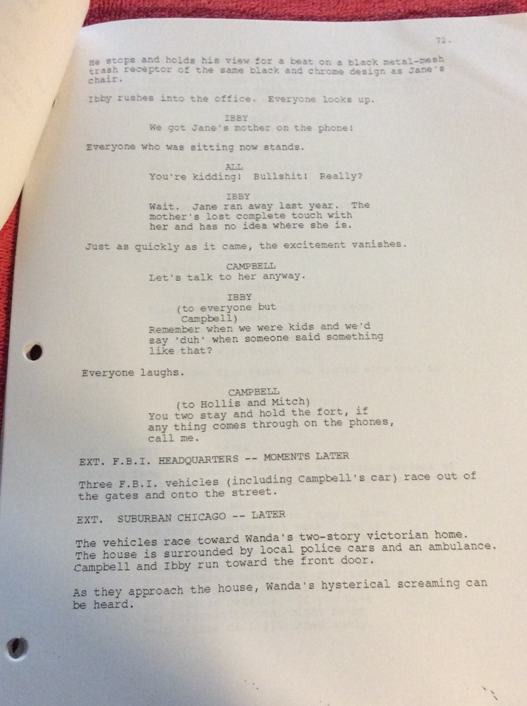 ORIGINAL SCRIPT DRIVEN THE WATCHER KEANU REEVES ERNIE HUDSON JAMES SPADER