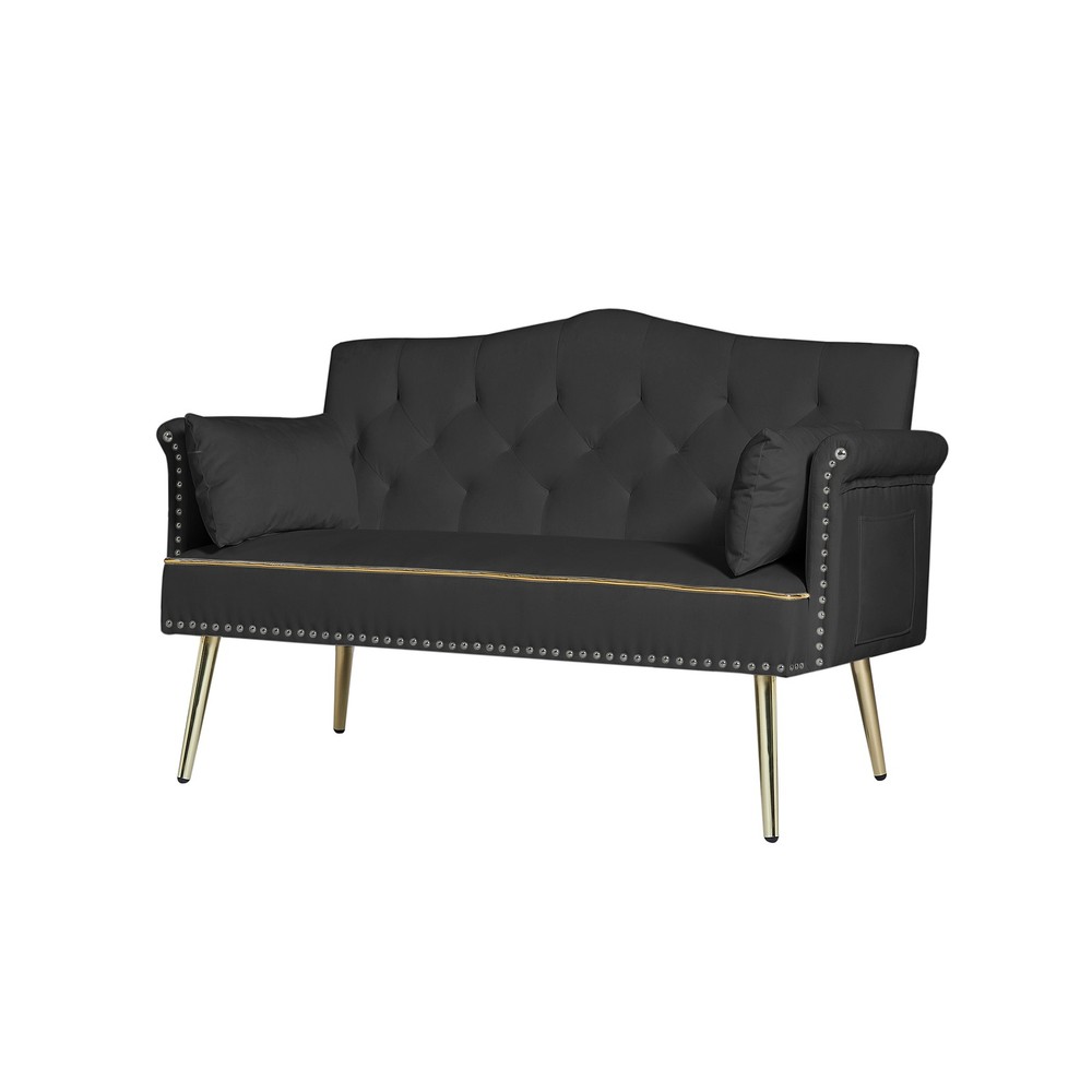 Black Velvet Loveseat Sofa