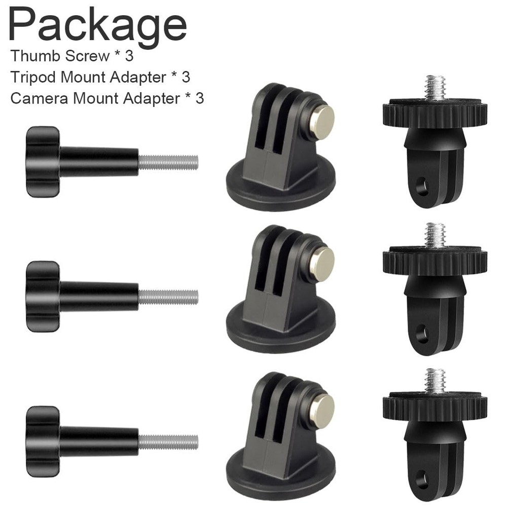 Action Camera Tripod Mount Adapter 1/4"-20 Conversion Large, Black