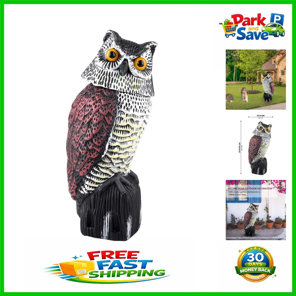 Versatile Plastic Owl Decoy with Wind-Powered Features - Indoor/Outdoor Use
