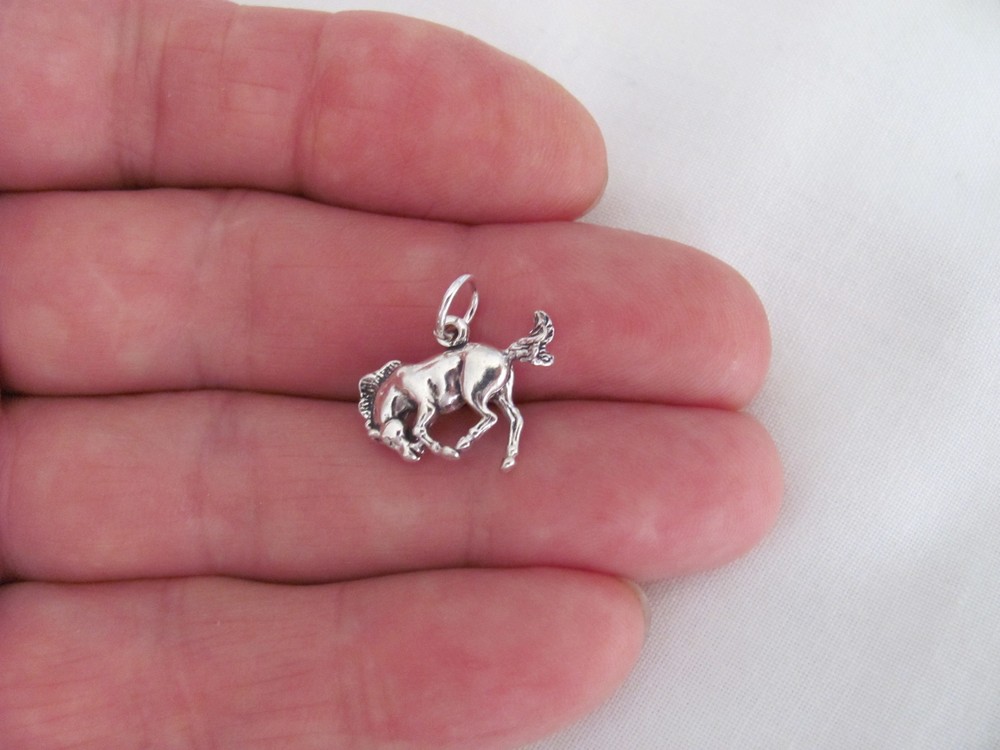 Sterling Silver 3d bucking bronco horse charm