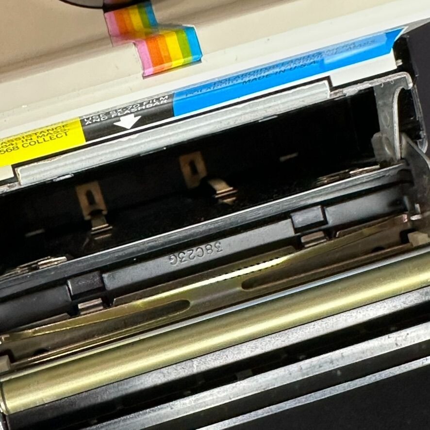 Vintage POLAROID One Step RAINBOW Stripe Land Camera w Flash n Case UNTESTED