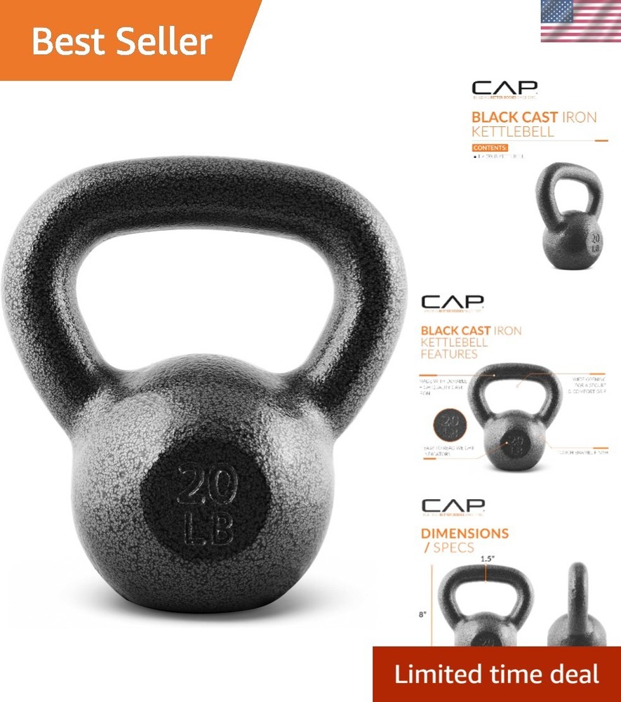 High-Quality 20lb Cast Iron Kettlebell - Multiple Weight Options & Versatile Use