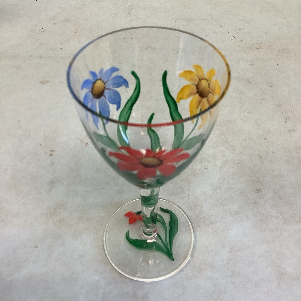 Stemware, 5 Handpainted Floral Motif 5” Tall