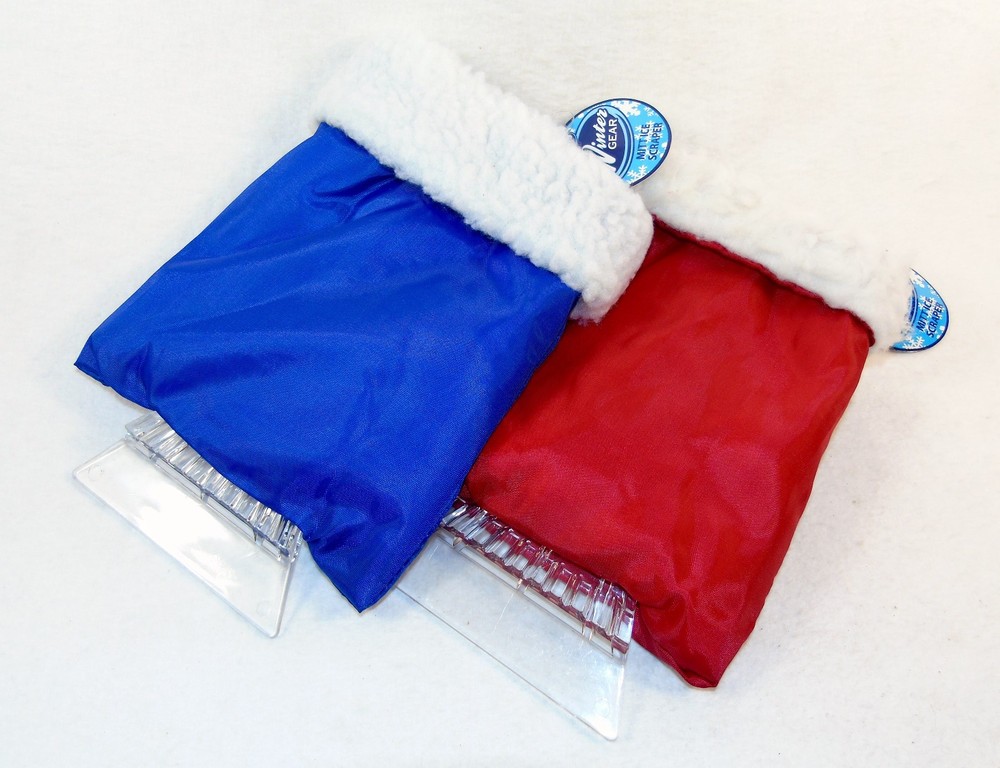 Ice Scraper Mitt ~ Set of 2, Red or Blue ~ Keeps Your Hand Warm While Scraping!