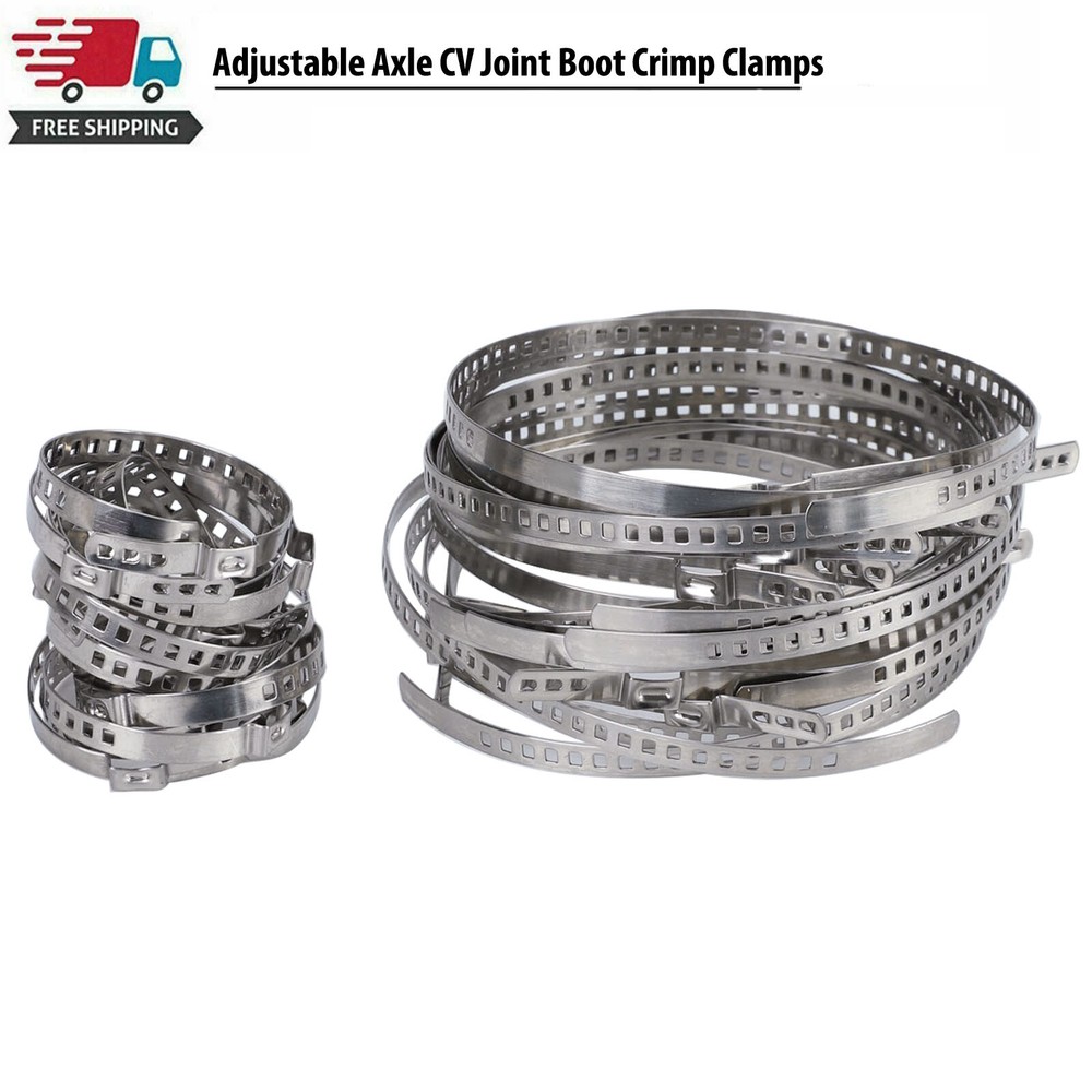 24 Pcs Adjustable Axle CV Joint Boot Crimp Clamps Small & Large Kits Universal