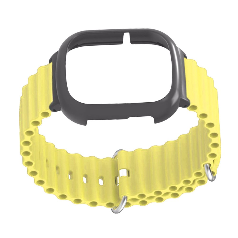 Silicone Watch Band With Case Replacement For Honor 4 Adjustable Strap (Yellow)