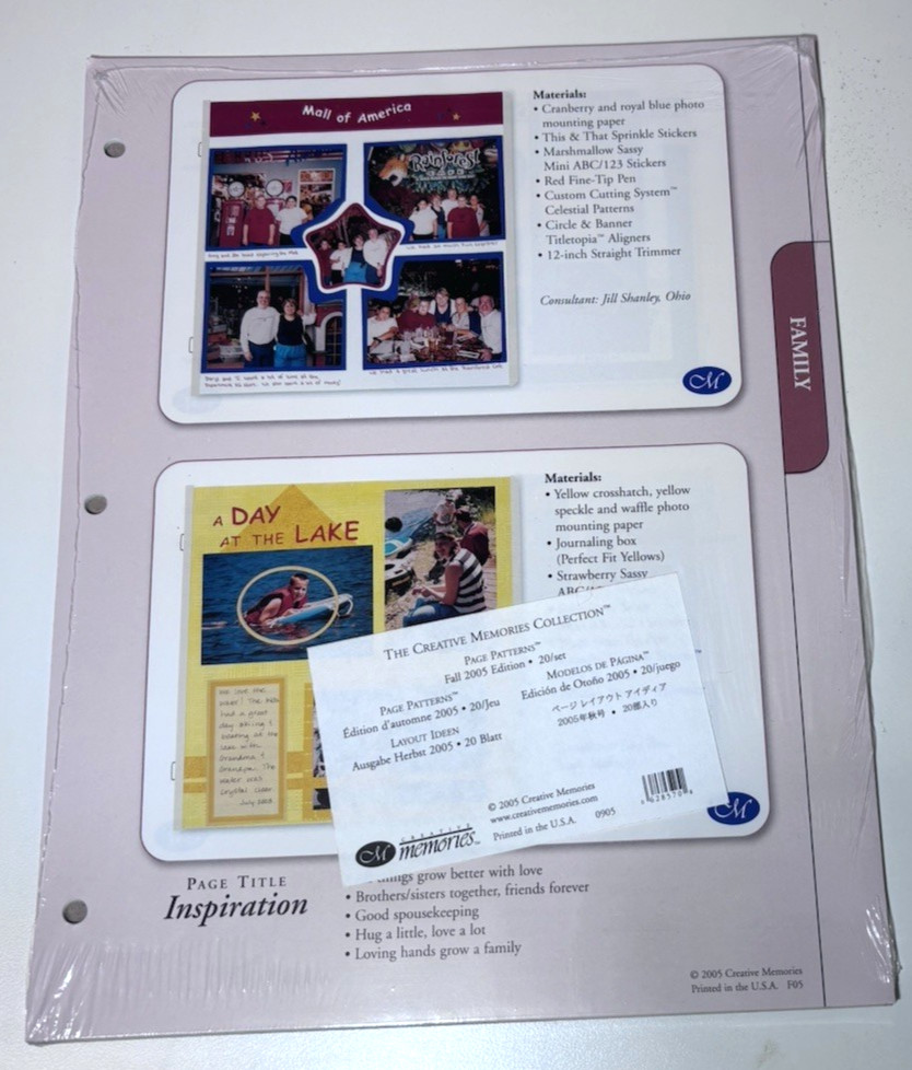 Creative Memories Page Patterns Organizer PLUS 60 Page patterns (3 sets) NEW
