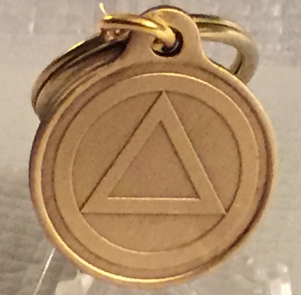 Circle Triangle Alcoholics Anonymous Bronze Key Chain AA Keychain Serenity 1"