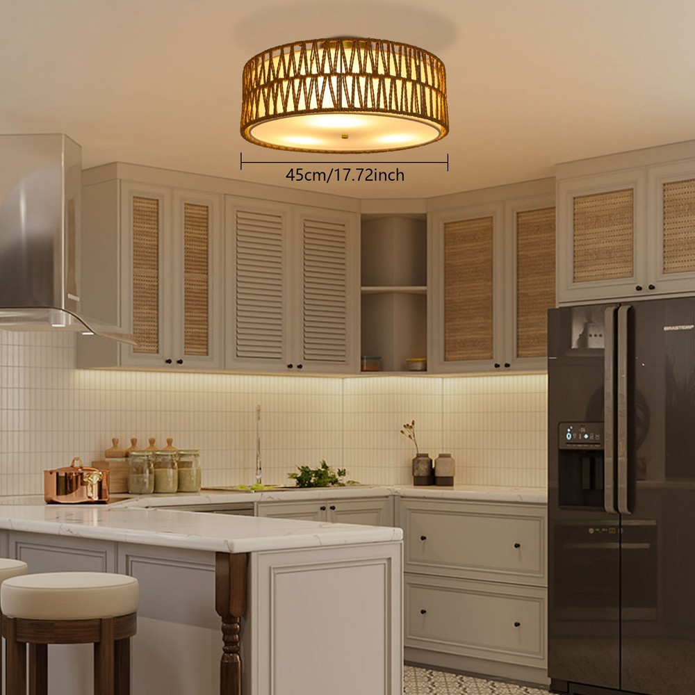 17.7" Semi Flush Mount Ceiling Light 3-Light Large Boho Flush Mount Ceiling Ligh