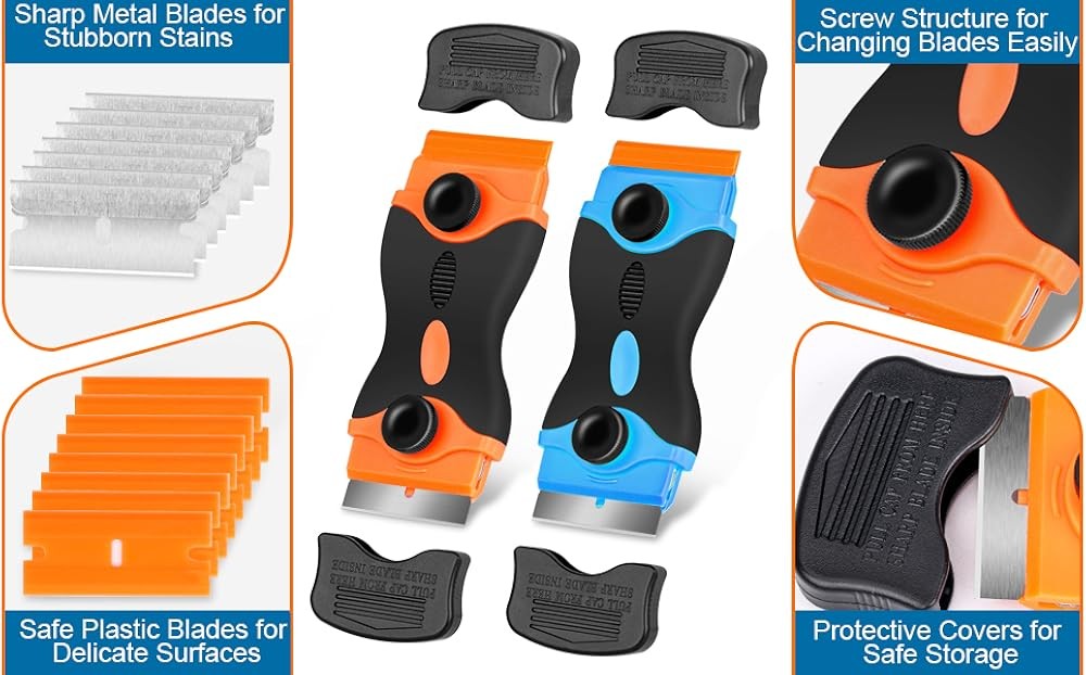 Blade Scraper, 2-in-1 Scraper Tool with Plastic Blades and Metal