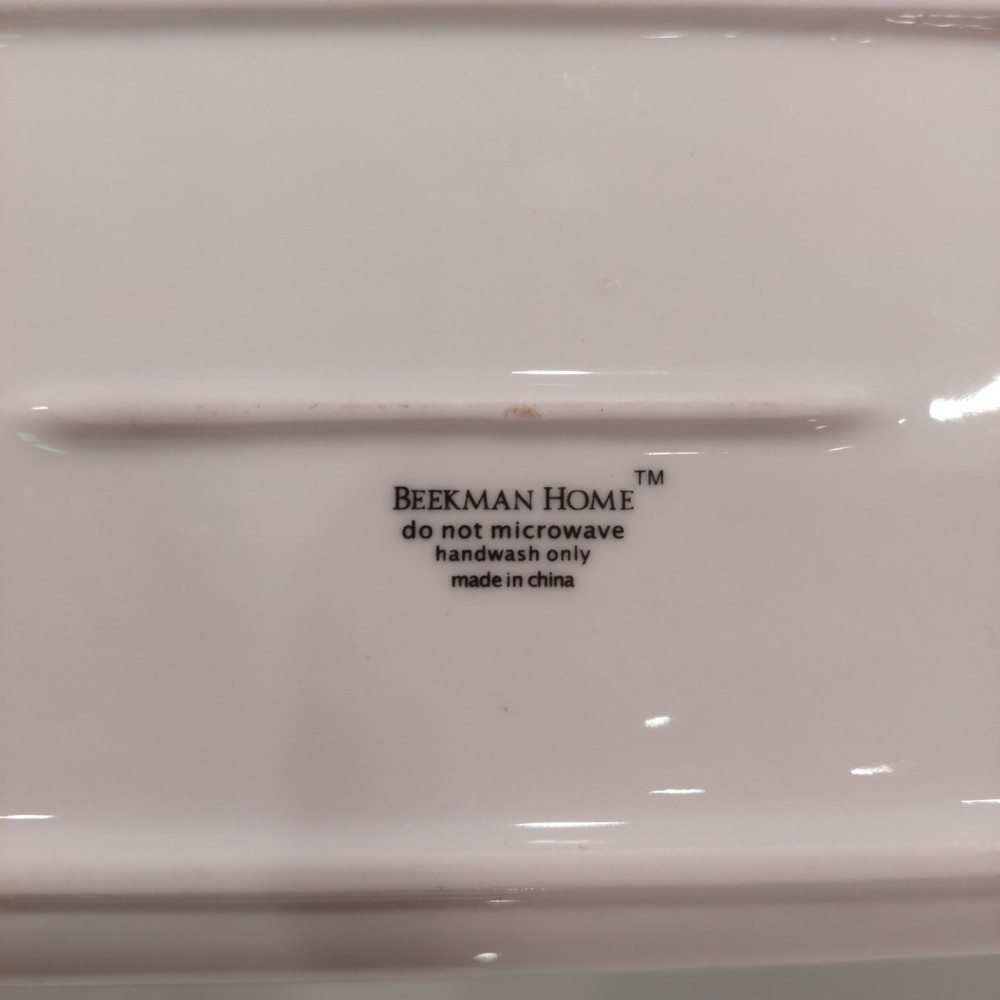 Ceramic Butter Dish White with Silver Bow Handle Beekman Home