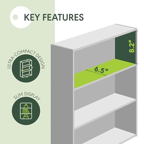 Furinno Basic Book Shelf, 3-Tier Bookshelf, Storage Organizer Bookcase with Open