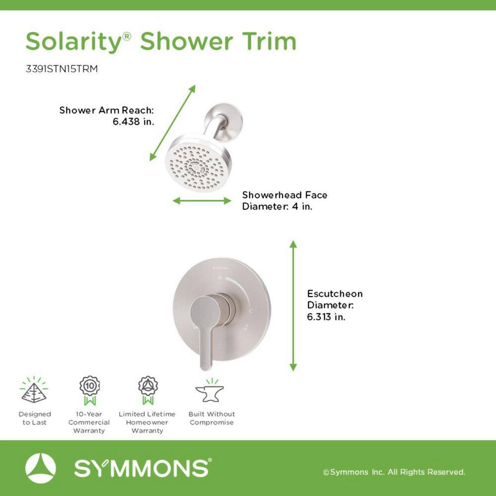 Solarity Hydromersion Single Handle Shower Trim Kit with Escutcheon (Valve Not I