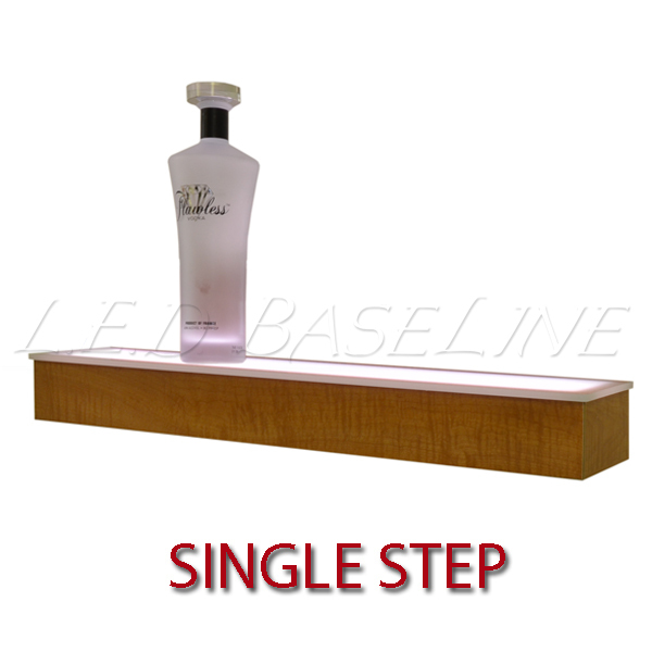 20" 1 Tier LED Lighted  Liquor Display Shelf - Maple Finish