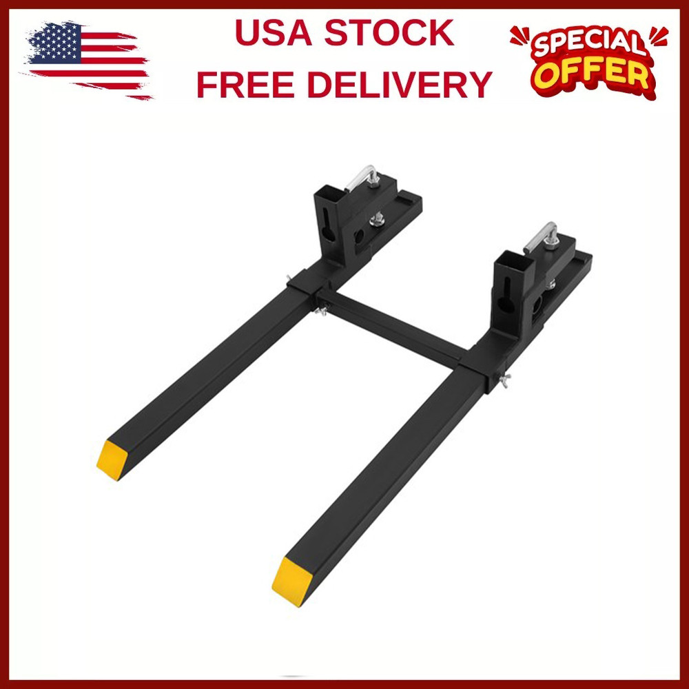 43"Skid Steer Pallet Fork Attachment,2500 Lb,Fork Frame w/Adjustable Bar,Tractor