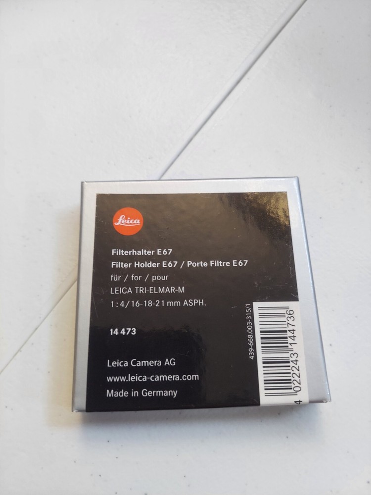 Leica Filter Holder E67 for Tri-Elmar M Box Only