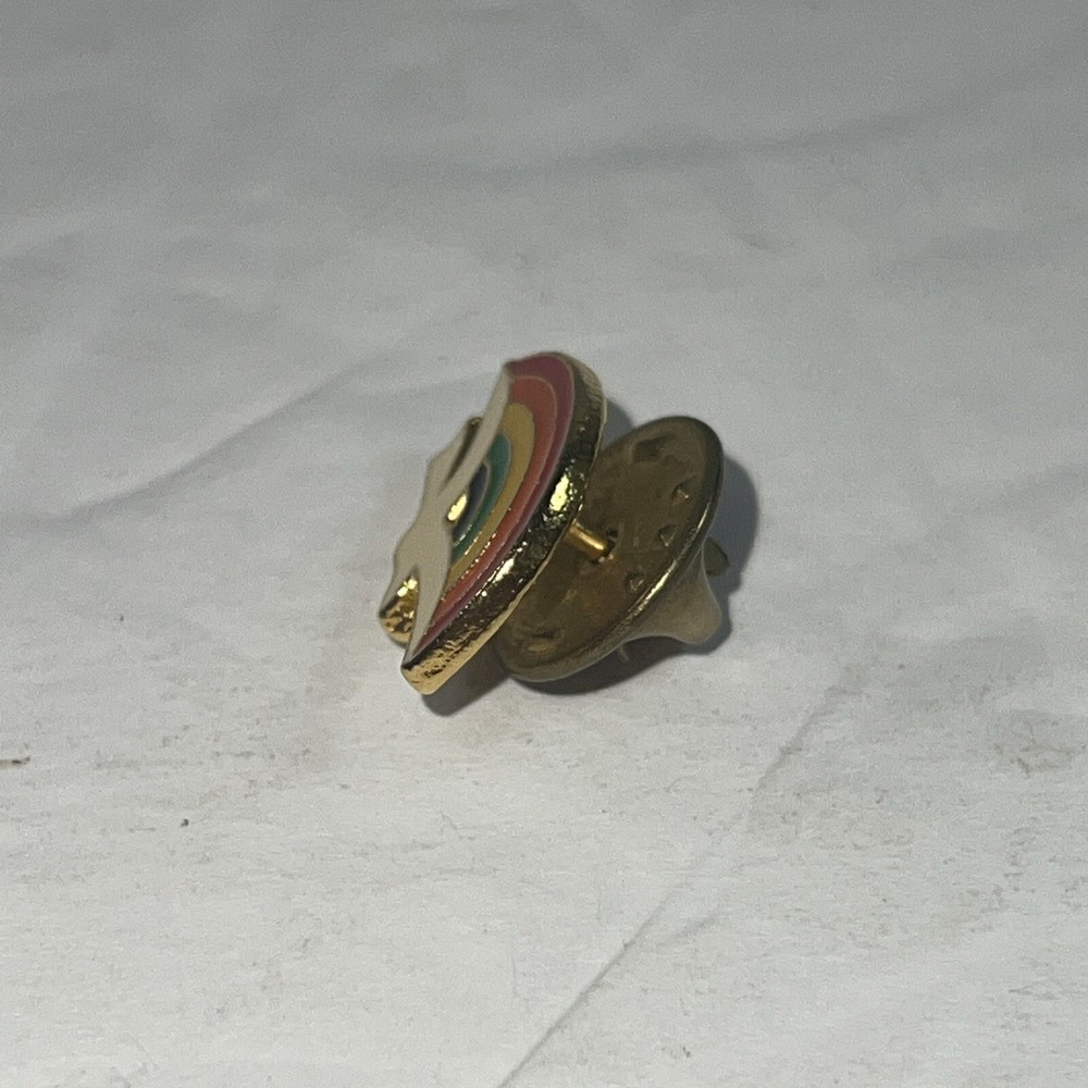 White Bird Flying With Rainbow Lapel Pin