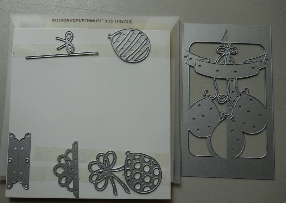 Stampin Up Balloon Pop Up Thinlits Framelits Dies Bow Birthday Card Making 14275