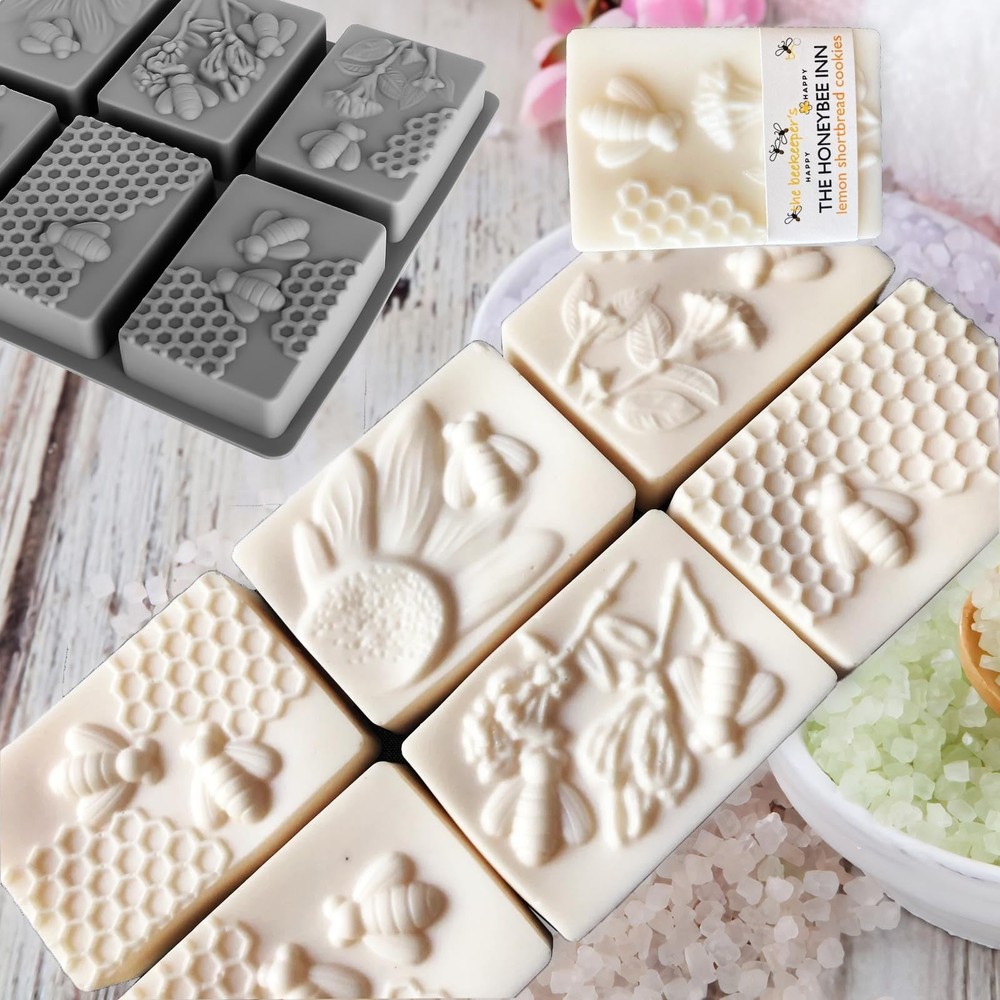 (More Styles Optional) 3 Pack Bee Soap Silicone Molds Set, Oval, Rectangular ...