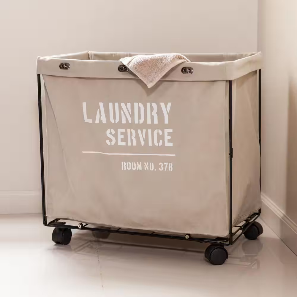 Army Canvas Laundry Hamper on Wheels