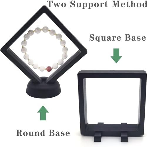 9PCS 3D Floating Display Case, Challenge Coin Display Stand Holder Frames Black