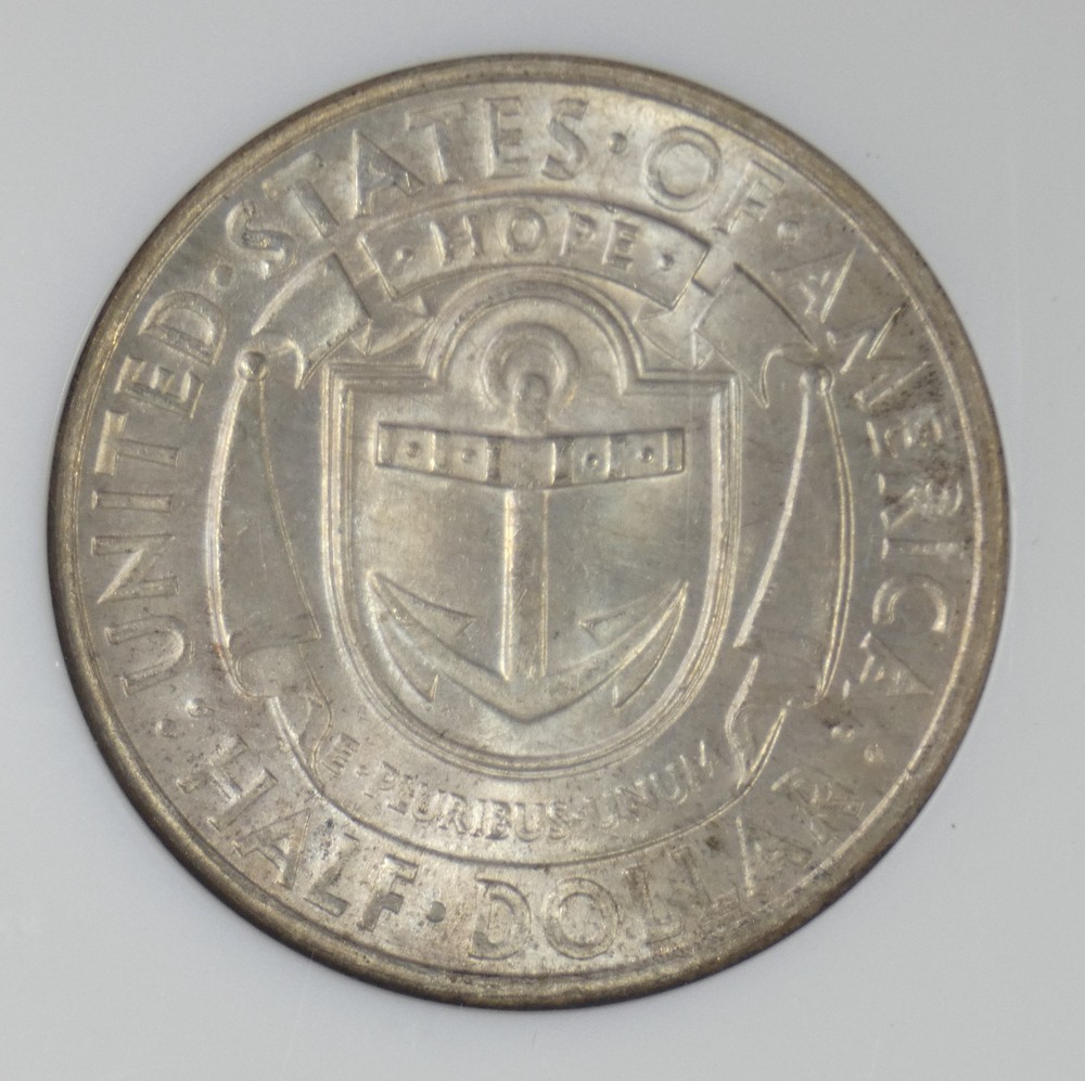 1936-D Rhode Island Tercentenary Silver Commem Half Dollar CAC & NGC MS 65