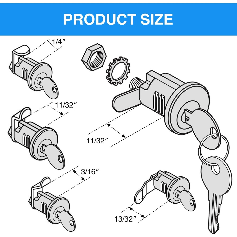 Vixavi Universal Mailbox Lock Replacement Set with 4 Keys Silver
