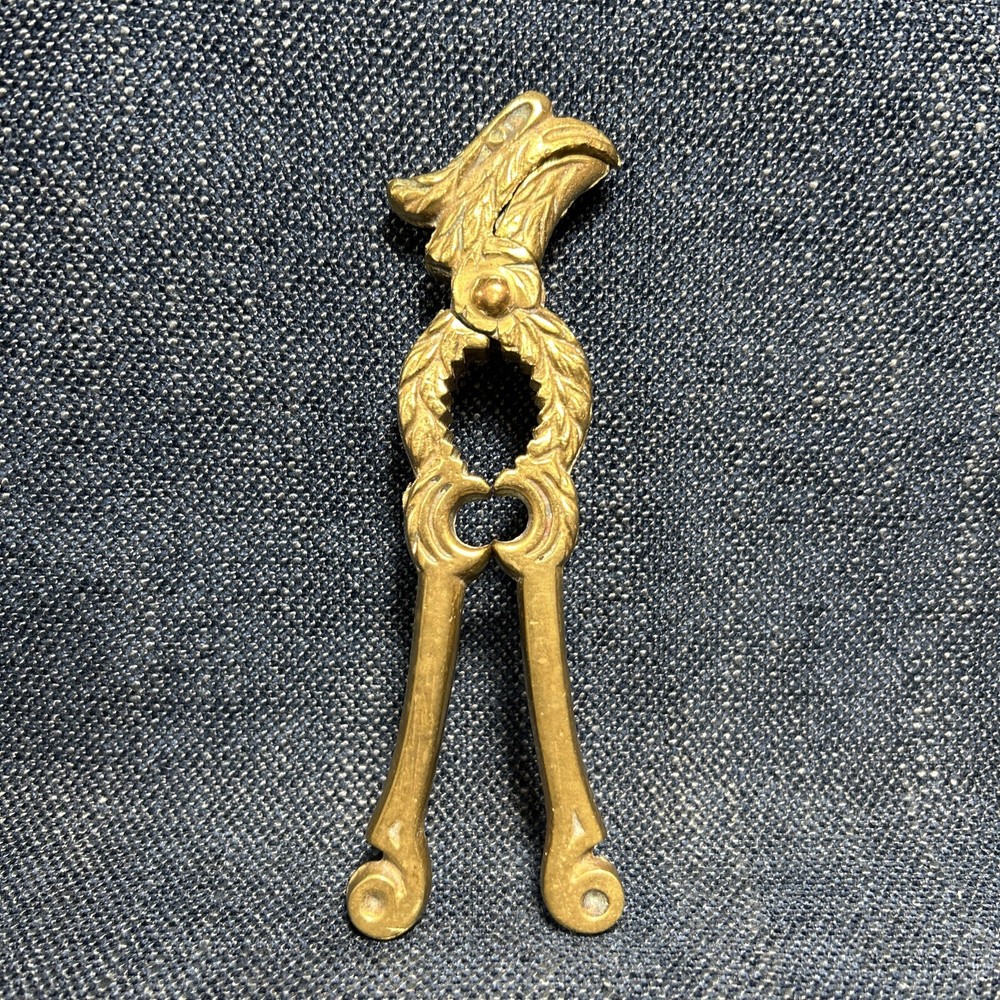 Vintage Solid Brass Figural Nutcracker Phoenix Eagle Or Hornbill 5.5” Long