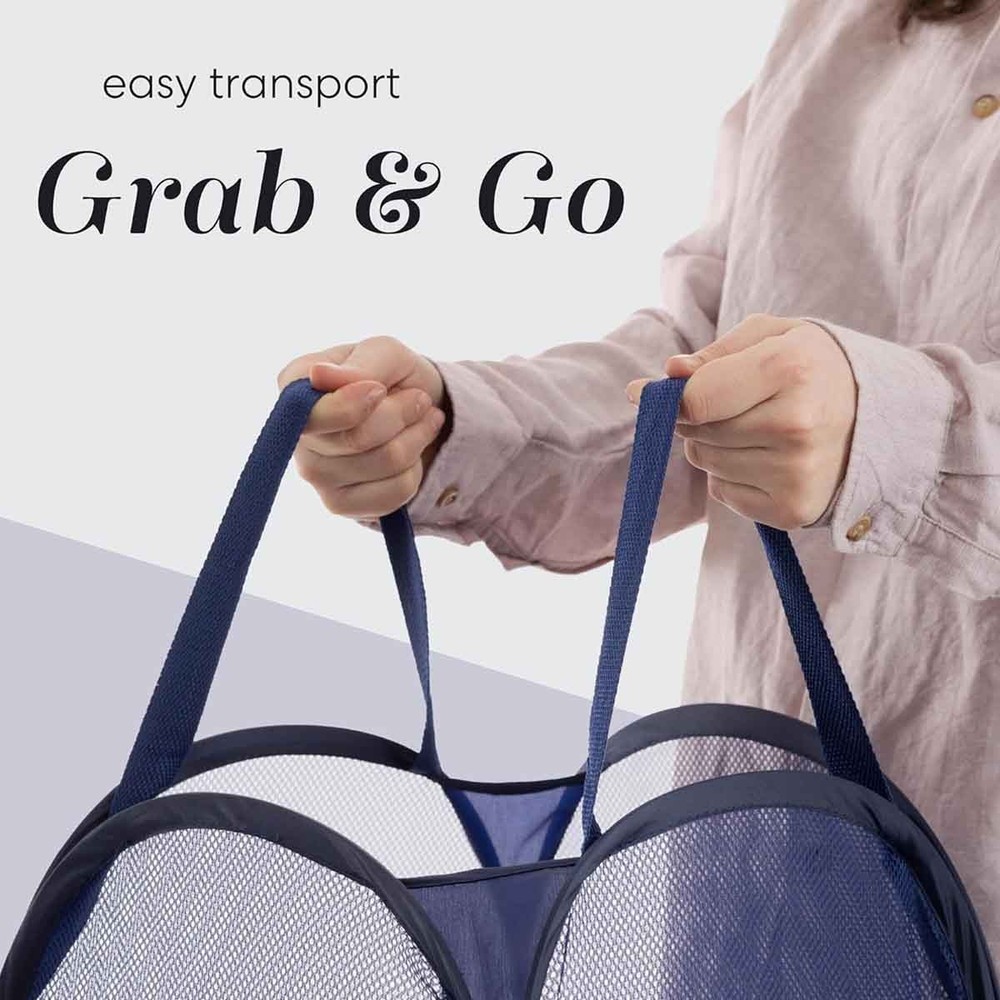 4PCS Collapsible Pop up Laundry Bag Foldable Hamper Large Mesh Clothes