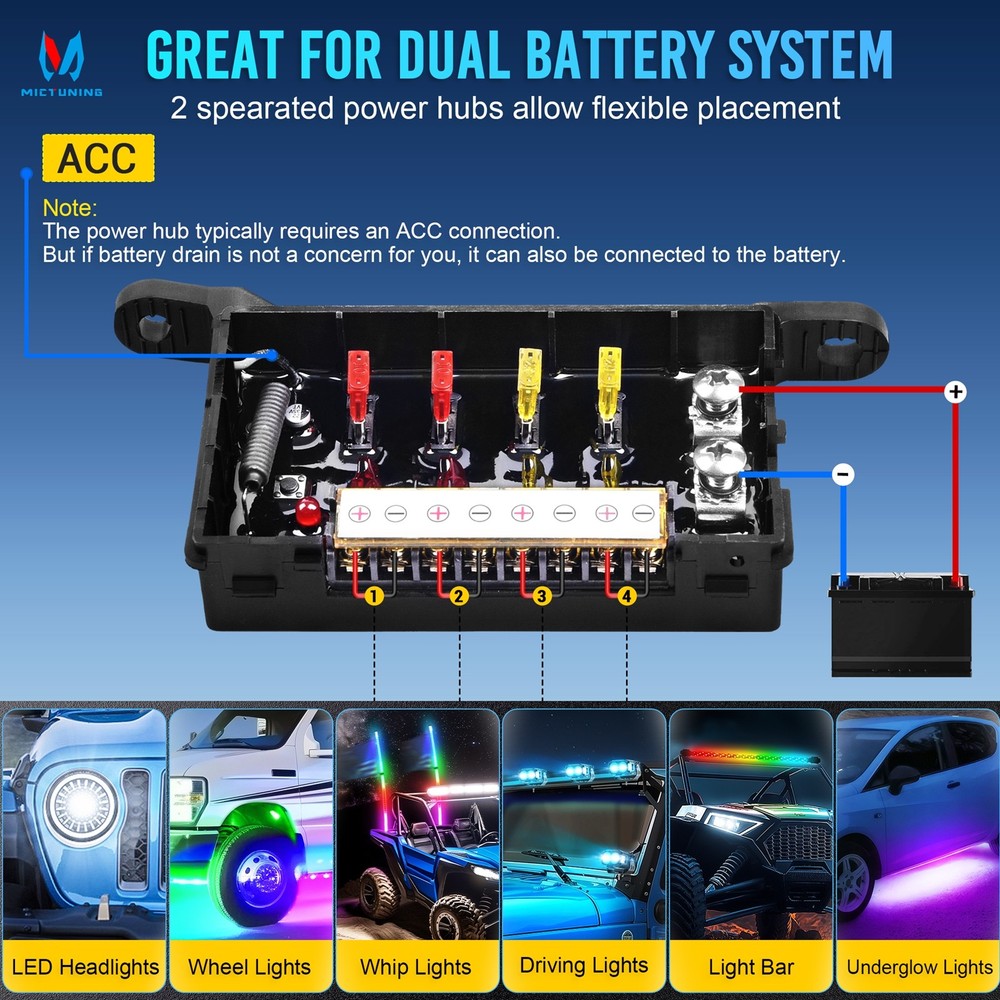 8 Gang Wireless Switch Panel Offroad LED Light Bar Circuit Control Relay System