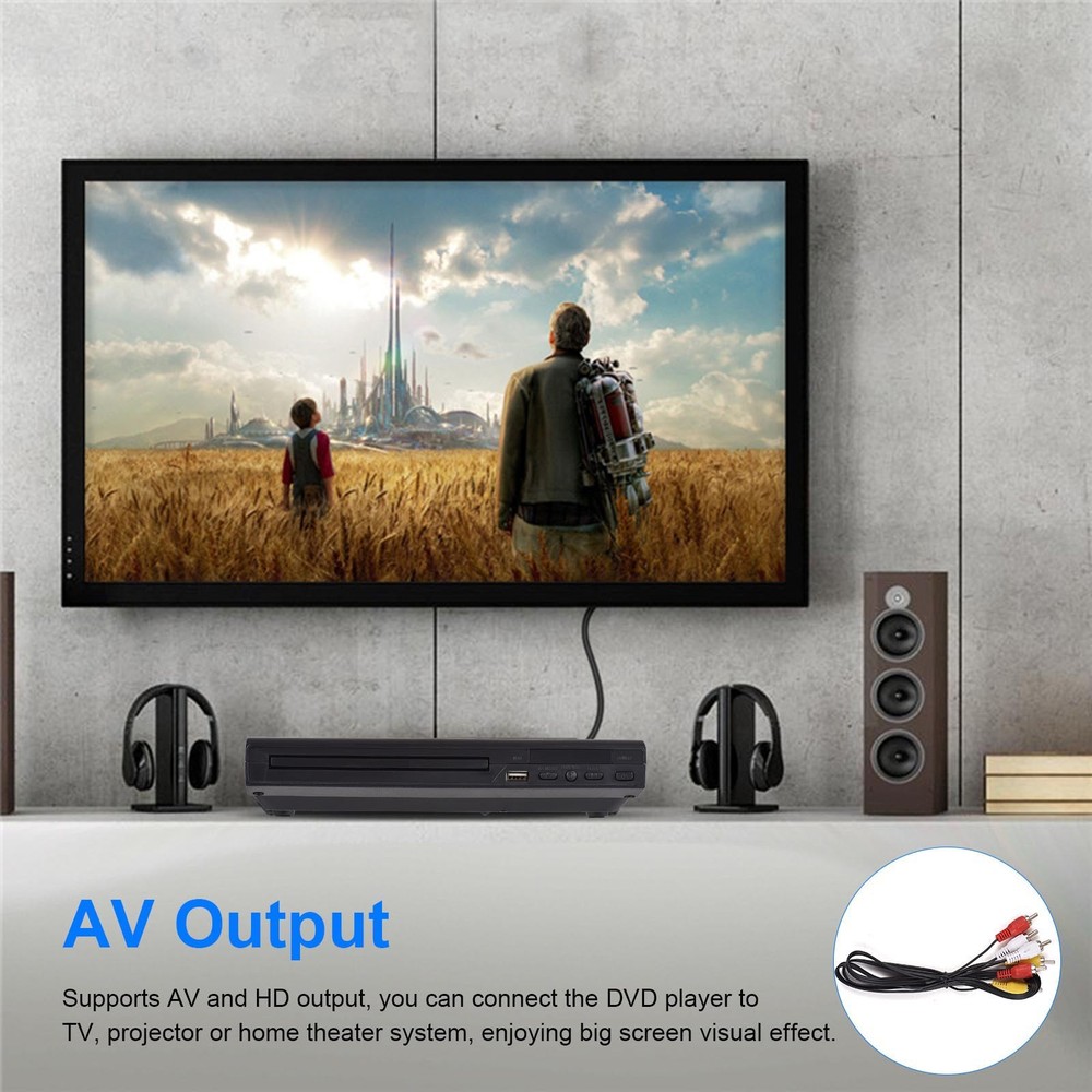 Universal Voltage DVD Player with Remote Control AV Cable Full Accessory Set
