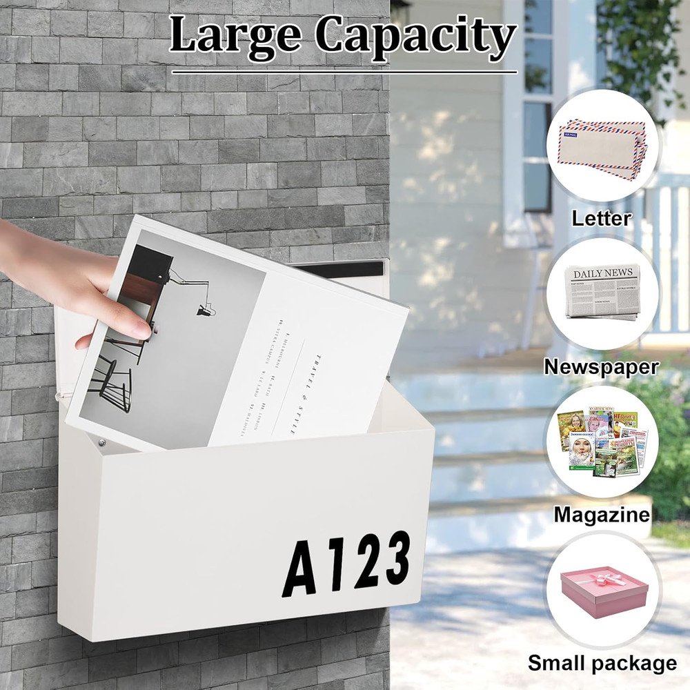 Wall-Mount Mailbox Large Mailbox for Post Rust-Proof Galvanized Steel Box for ou