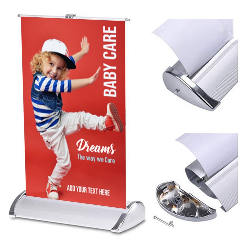 11 ¾"x17"（ A3 ） Mini Tabletop Retractable Banner Stand