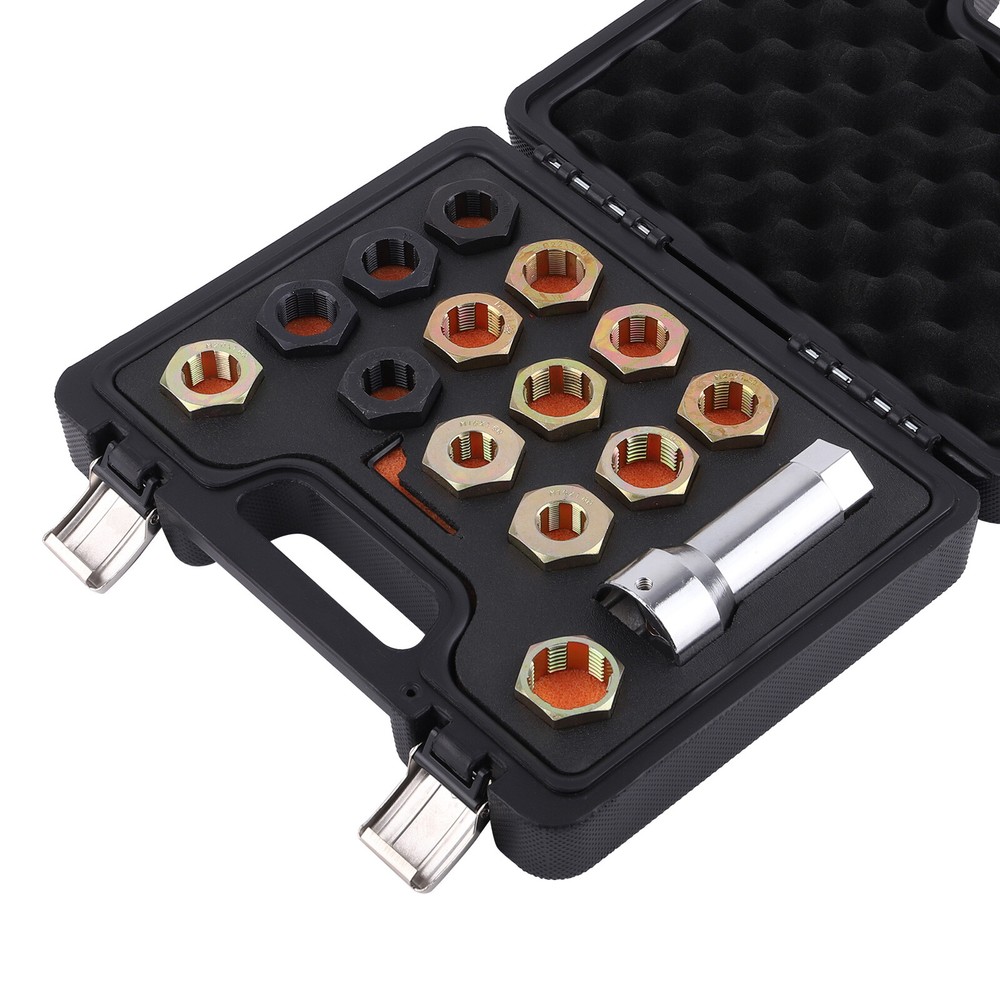 16-Piece Axle Spindle Thread Chaser Set, Thread Rethreading Restorer Tool Metric