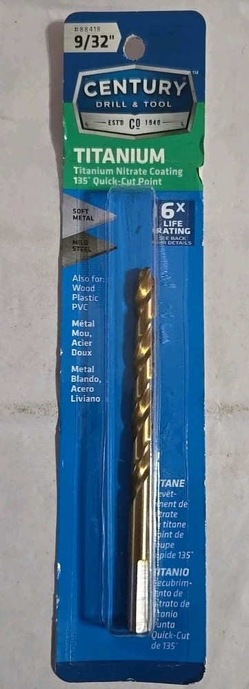 Century Drill 88418 9/32" Titanium Drill Bit NEW