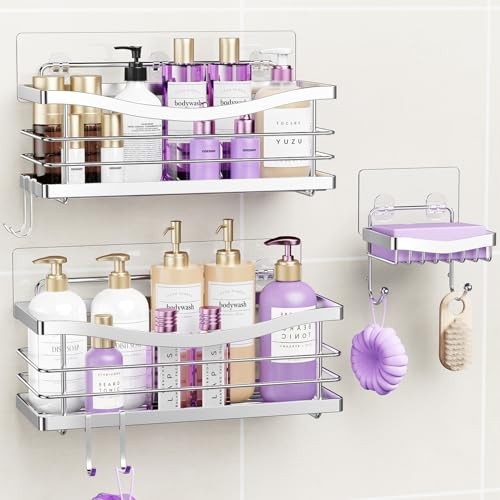 Shower Caddy 3 Pack-Shower Organizer Shelves Rack Rustproof SUS304 Silver