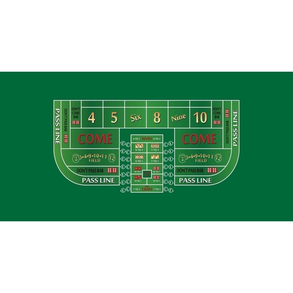 Craps Table Practice Layout Felt - Professional Quality Fabric - New