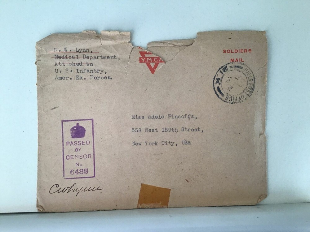 U.S. infantry  YMCA  Censor 1918 stamps cover Ref R25628