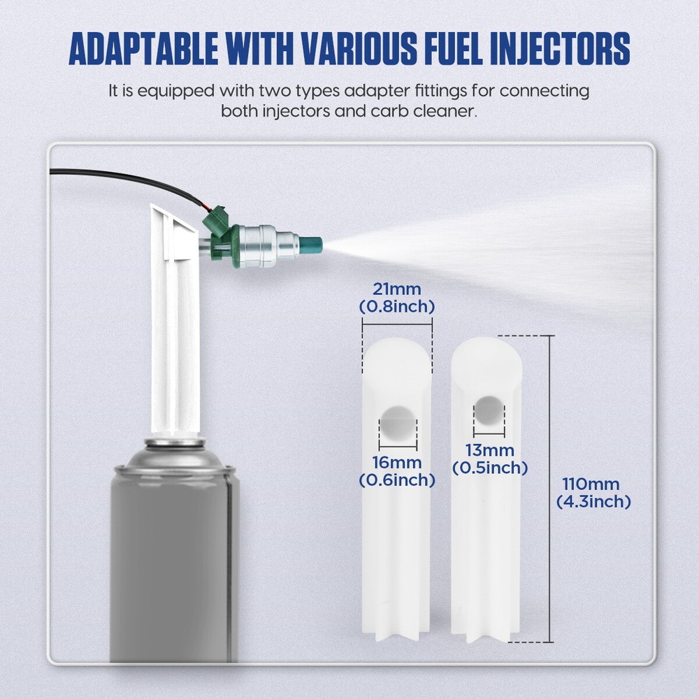 Universal Fuel Injector Tester Adapter 6 Testing Modes DIY Cleaning Tool Kit Set