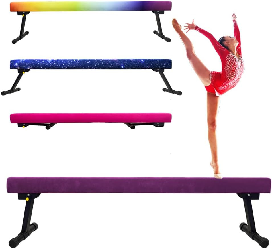 8FT Adjustable&Foldable Gymnastics Balance Beam,Home Gym Equipment,Easy Assembli