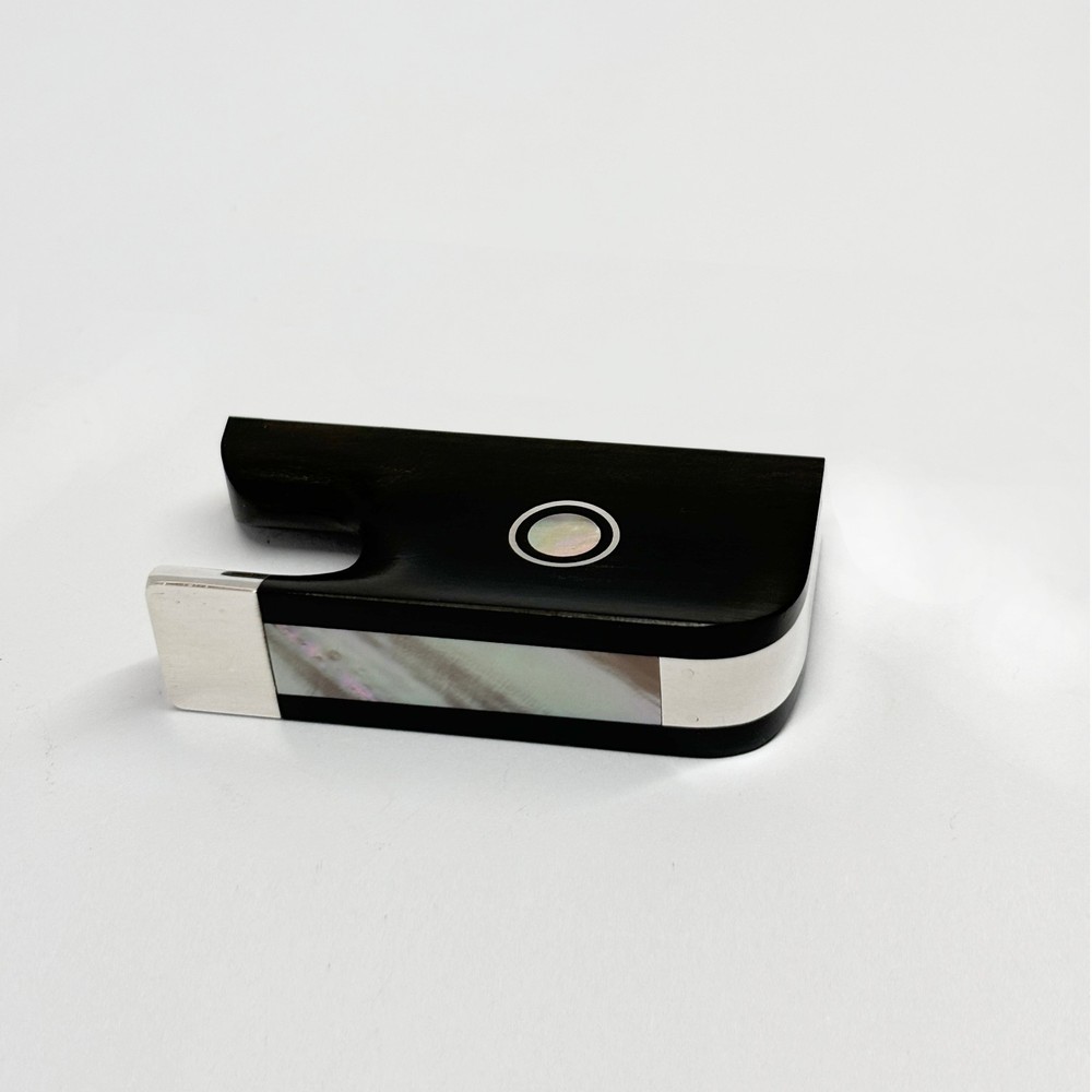 Viola Bow Ebony Frog Blank Double Eyes Inlaid Silver Fitting Frog Button