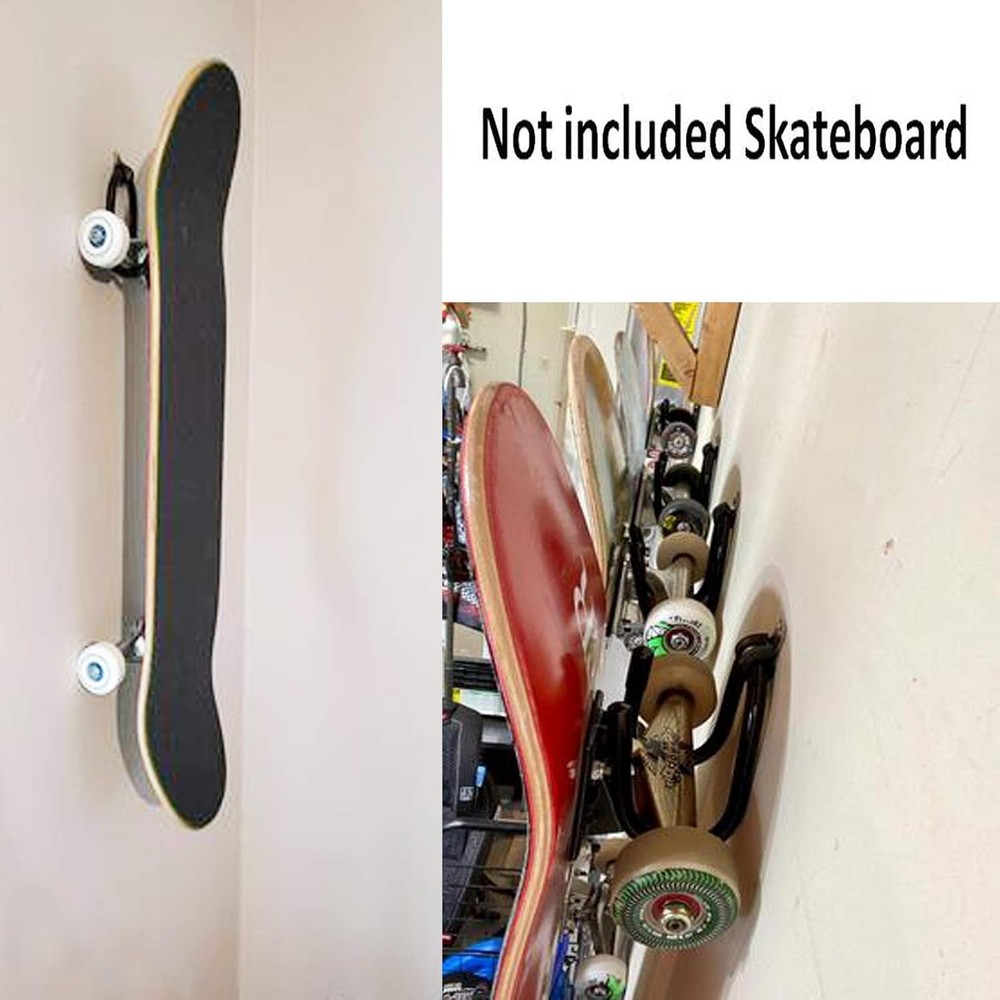 Skateboard Wall Mount Hanger Rack Storage Display Holder Black