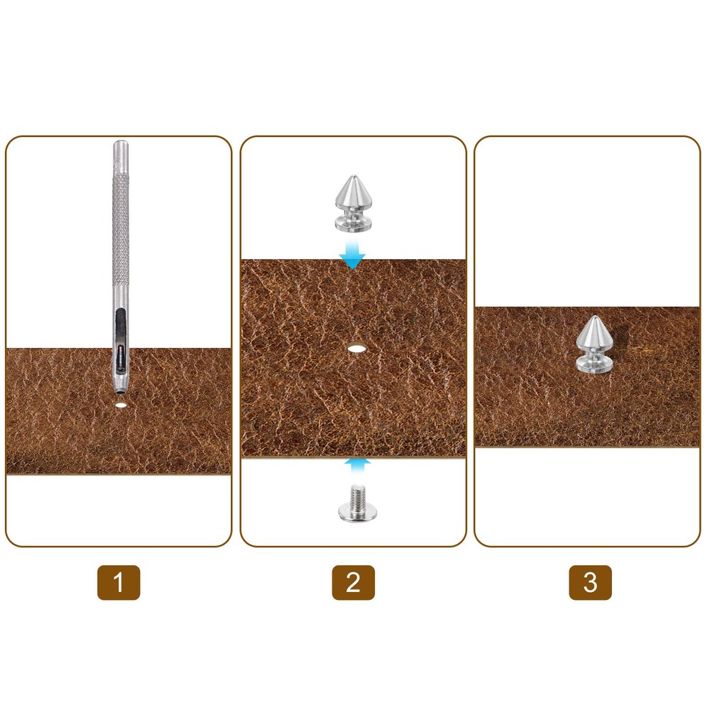 20Sets Cone Spike Stud Rivet,12mm Tree Studs and Spikes Silver