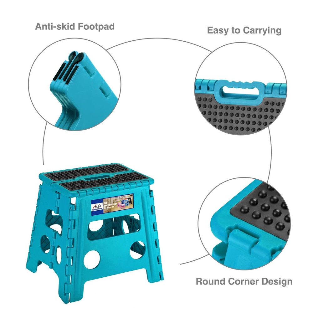 Folding Step Stool - 13" Premium Heavy Duty Foldable Stool for Adults Kitchen...