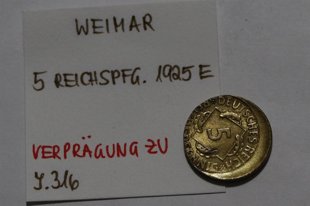 🧭 🇩🇪 GERMANY ERROR COIN WEIMAR OFF CENTRE B88 #K1237