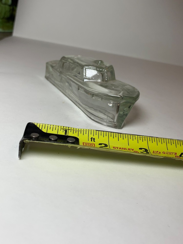 Vintage WW2 boat shaped glass Candy Container