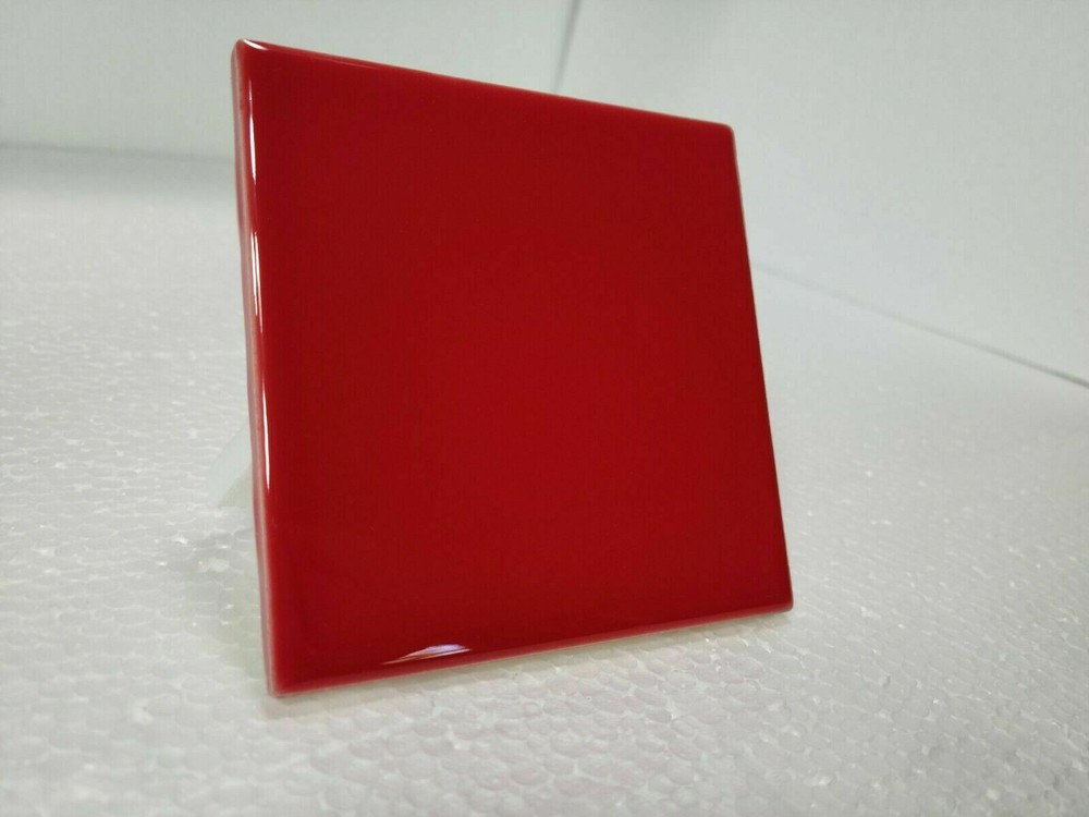 Candy Apple Red Ceramic Tile 4.25 in Subway Subway Square Mid Century Modern