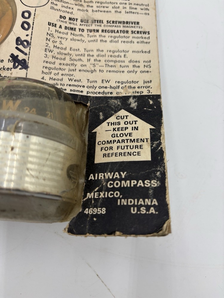 1950s Illuminated Air Way Compass Model 595-L. NOS